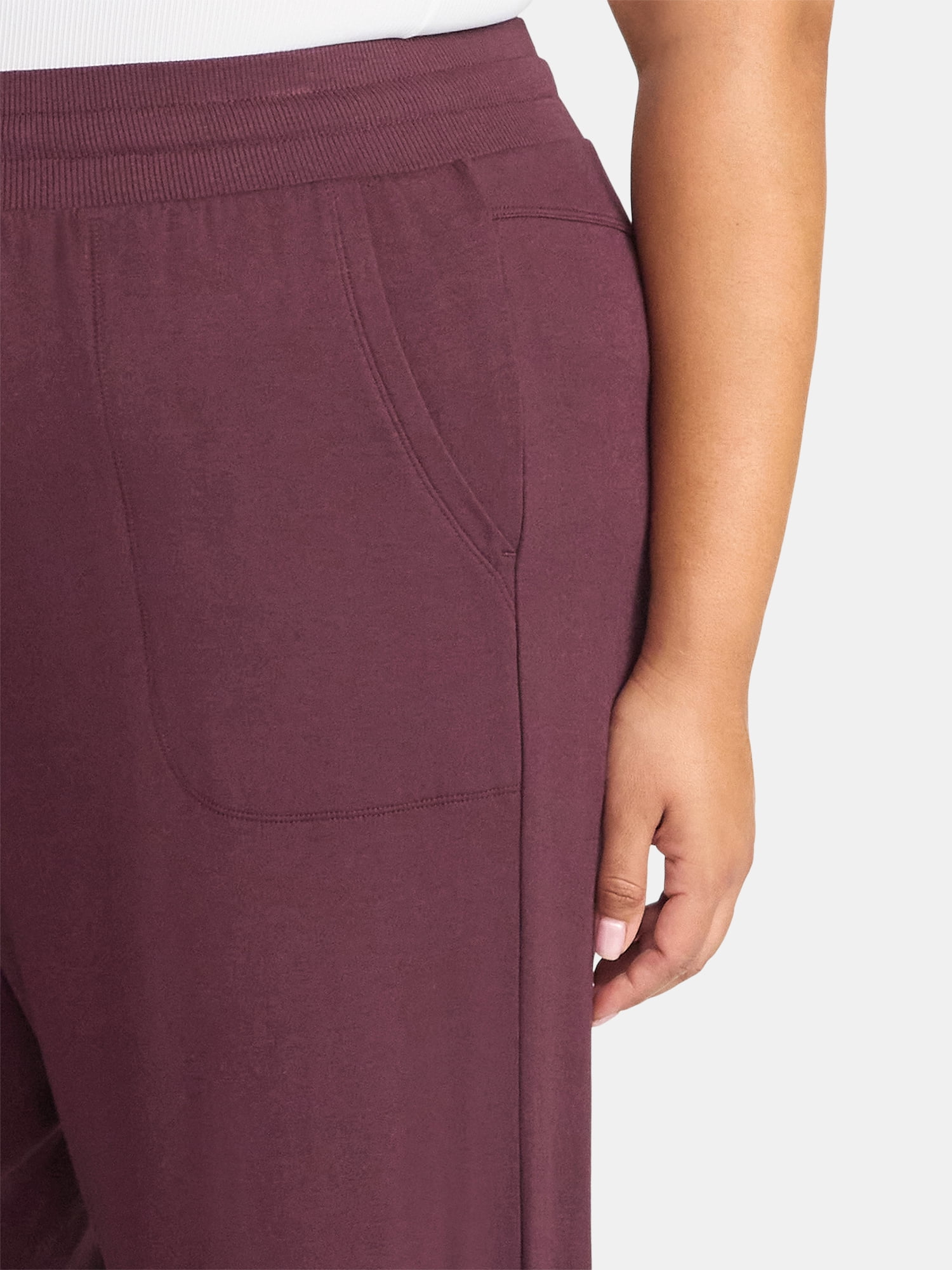 Terra & Sky Women's Plus Size Knit Wide Leg Pants, 28" Inseam, Sizes 0X-5X