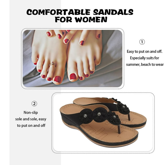 unbranded 1Par Sandalias Fashión Para Mujer En Negro Resistentes Con Suela Antideslizante