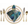 thumbnail image 2 of WYYP Peacock Feathers Cloth Napkin Reusable Gift Cloth Napkin 2 PCS, 2 of 7