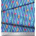 thumbnail image 3 of Soimoi Blue polyester Crepe Fabric Heart Stripe Print Fabric by the Yard 42 Inch Wide, 3 of 3