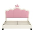 thumbnail image 4 of Full size Upholstered Princess Bed With Crown Headboard,Full Size Platform Bed with Headboard and Footboard,, 4 of 9