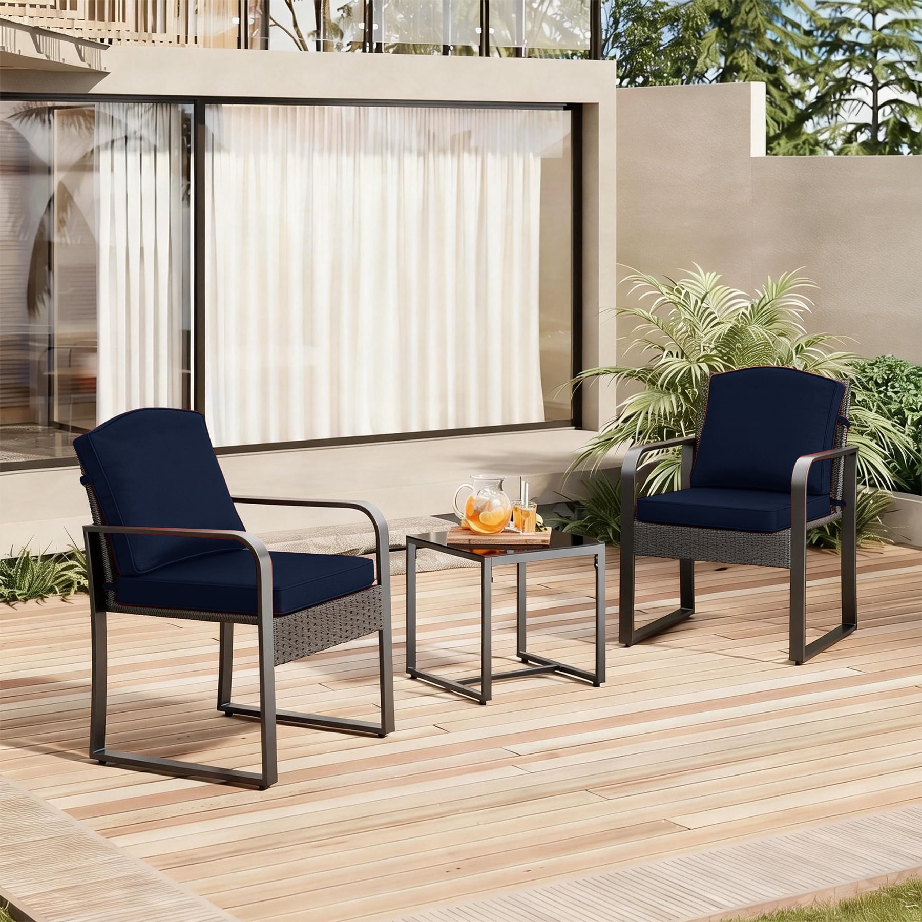 Goodgoods 20" x 21.5" Indoor & Outdoor Deep Seat Chair Cushions with Fasteners, Water & Fade Resistant, Midnight