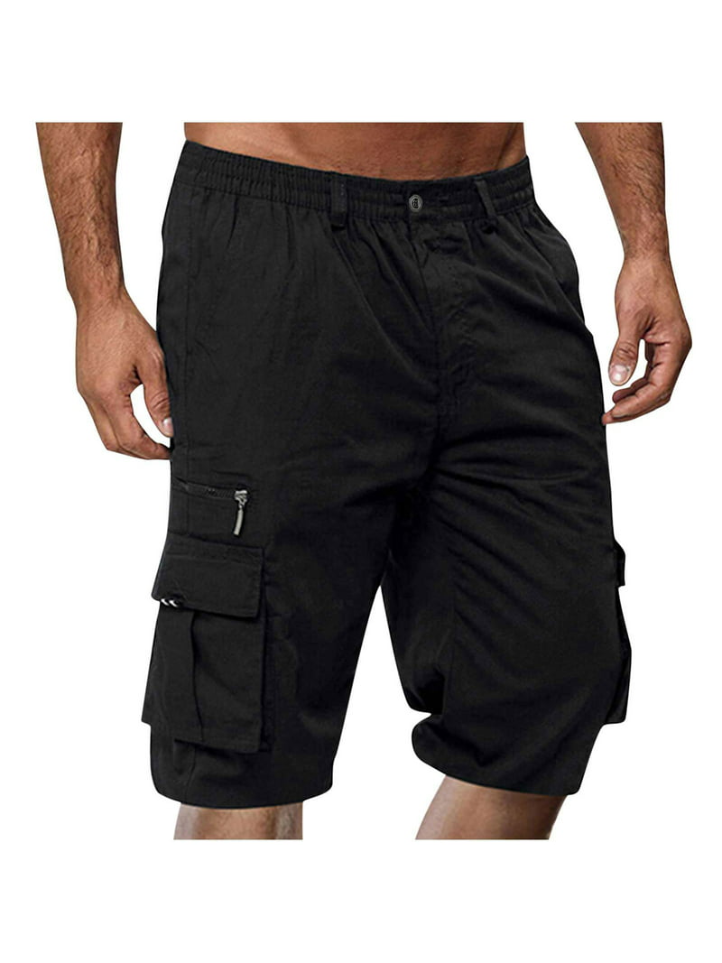 op tijd God bonen Binmer Shorts For Men Big And Tall Solid Knee Length Cargo Pants With  Pocket Straight Button Zipper Shorts - Walmart.com