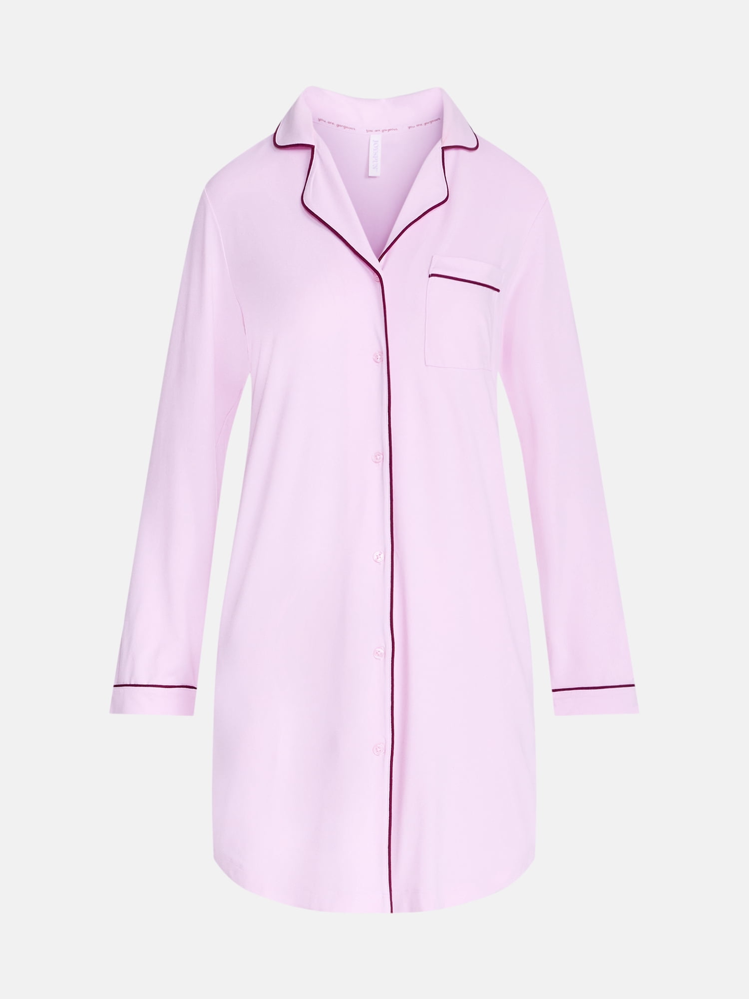 Joyspun Women's Dreamy Soft Collection Notch Collar Sleepshirt with Long Sleeves, Sizes XS-3X