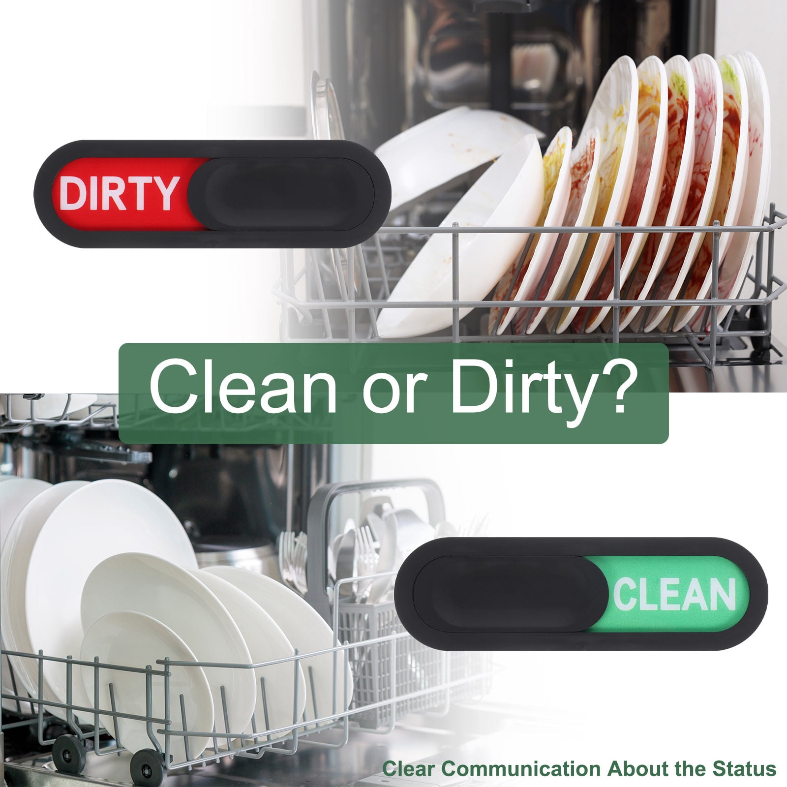 Unique Bargains Dishwasher Magnet Clean Dirty Sign for Kitchen Hotel Use Black