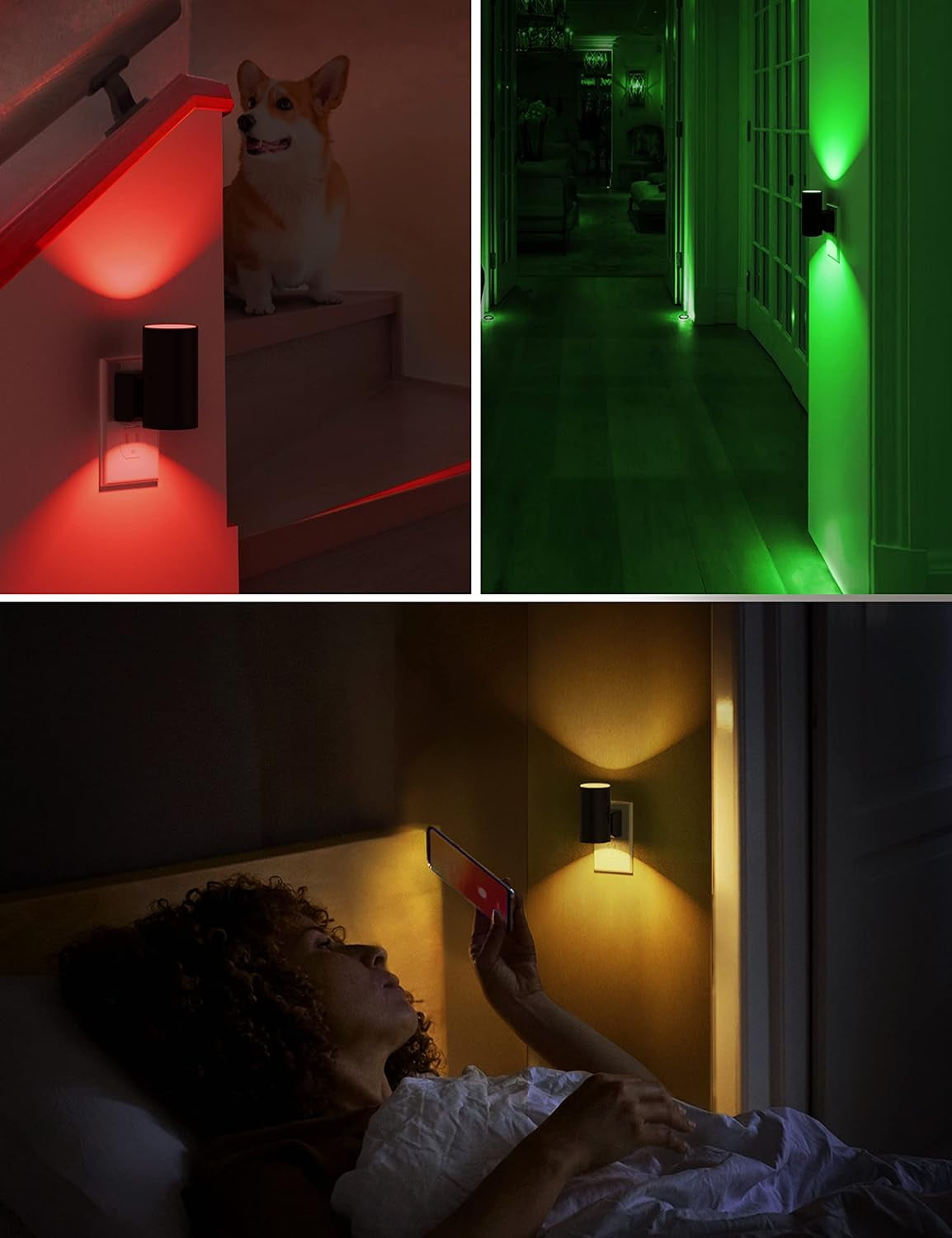 LED Night Light, Night Lights Plug into Wall, Color Changing Nightlight RGB with Light Sensor, Home Decor for Kids Gifts, Halloween, Christmas, Holiday, Hallway Bedroom Kids Room, 2 Pack