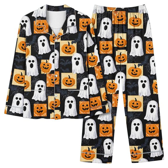 qelini Halloween Lounge Sets Women Plus Size Long Sleeve Top & Pants 2 Piece Loungewear with Pockets [citation:7][citation:11] Ptint Loungewear