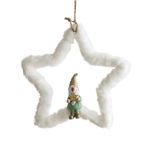 Felpa De Estrella De Cinco Puntas Redondo Creativo De Navidad Para La Decoración Colgante Del Hogar De La Mesa De La Ventana Del Árbol De Navidad Moyic HA043615-01