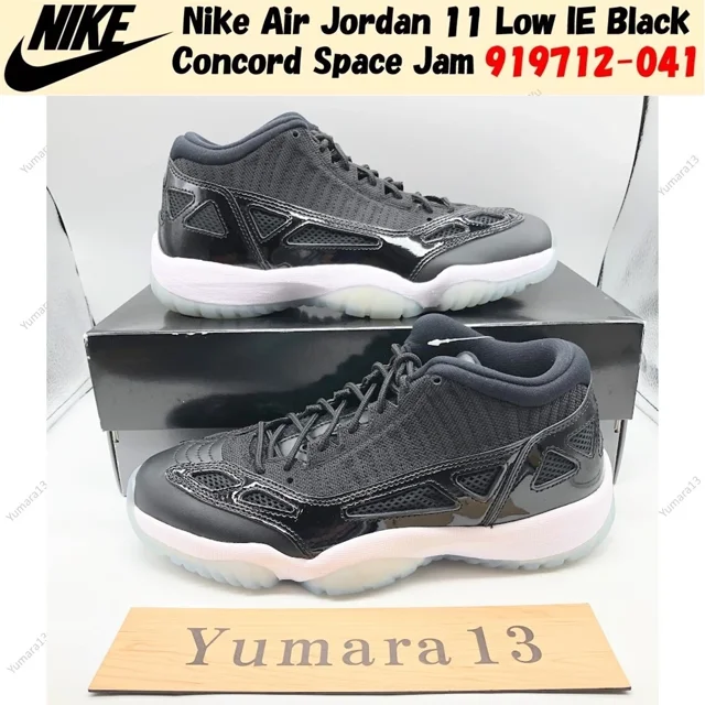 N I-K-E A i r-Jor-dan 11 Low IE Black Concord Space Jam 919712-041 Men's Size