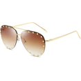 thumbnail image 1 of Gafas de sol para mujer, gafas de sol clásicas de piloto, marco de metal, estilo moderno, protección UV400, marco dorado, 1 of 5