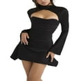 thumbnail image 2 of Femmes Élégante Mini Robe Longue Selecve Bodycon Coupe Courte Robe à Volants Slim Fit Clubwear, 2 of 6