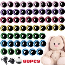 60 Pcs 18 mm 3D Glitter Plastic Safety Eyes with Washers for Amigurumi Stuffed Animal Moon Eyes Plastic Craft Doll Crochet Eyes for DIY of Puppet, Bear, Toy Making