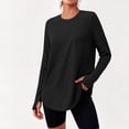 thumbnail image 2 of Annhoo Crewneck Athletic Tees Irregular Hem Thumb-Cuff Loose Lightweight Breathable Workout Gym Vacation Shirts, 2 of 8