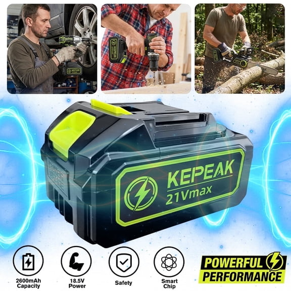 Kepeak 21V Lithium Battery, Compatible with Kepeak Cordless Tools – Compatible with Pressure Washers, Leaf Blowers, and More