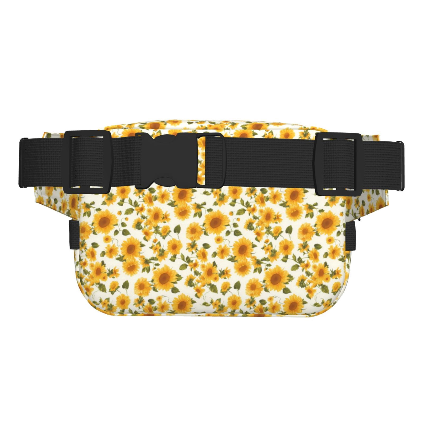 Picia Classical Cute Sunflower Print Square Double-Layer Waist Bag Mini Adjustable Waist Belt Bag Exercise Running Travel Hiking