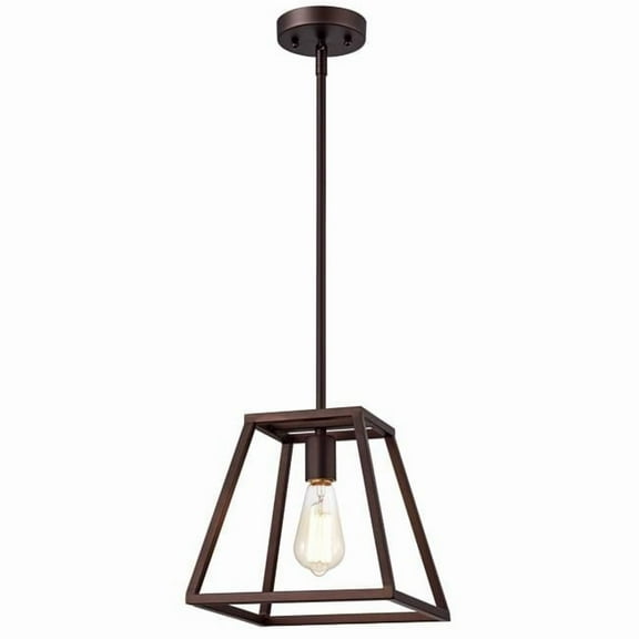 CHLOE Ironclad Industrial 1 Light Bronze Mini Pendant Ceiling Fixture 10"