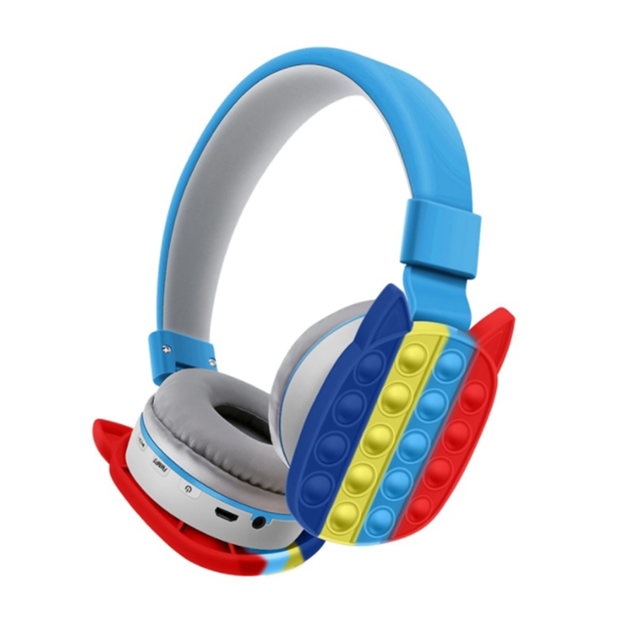 Kid Over-Ear Headphones, Rainbow Color Cartoon Cat Ear Design Children  Wireless Game Headset for Tablet Laptop PC 
