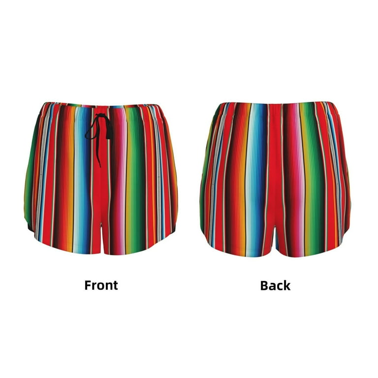 Disketp Mexican Serape Blanket Stripes Print Women's Shorts