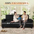 thumbnail image 6 of Muumblus 83.5" Living Room Sofa with Cup Holders, Cozy Plush Upholstered Couch, Corduroy Sofa 3-Seater, Black, 6 of 12