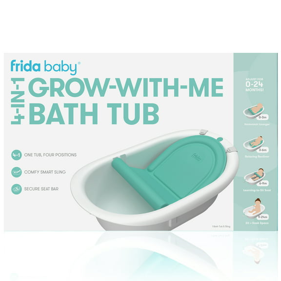 Frida Baby 4 in 1 Grow with Me Baby Bathtub for Newborn to Toddler, White, Rigid Baby Bath, Unisex