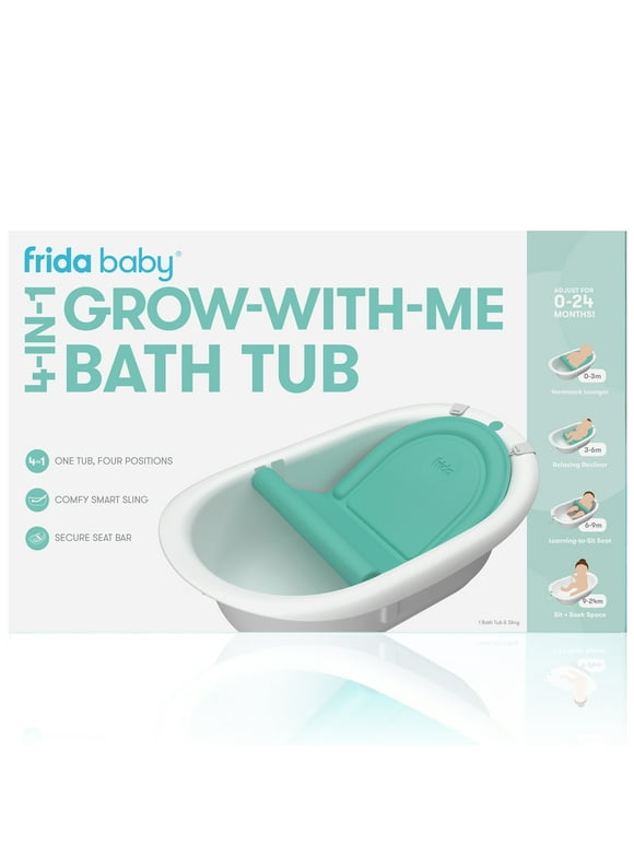 Frida Baby 4 in 1 Grow with Me Baby Bathtub for Newborn to Toddler, White, Rigid Baby Bath, Unisex