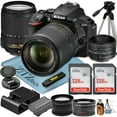 thumbnail image 1 of Nikon D5600 DSLR Camera with 18-140mm + AF FX 50mm Lens + 2 Pcs SanDisk 128GB Memory Cards + Tripod + Wideangle + ZeeTech Accessory Bundle, 1 of 9
