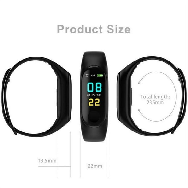 Bracelet Connecté Indigi Fitness - Écran OLED, Fréquence Cardiaque, Podomètre - Noir - Neuf