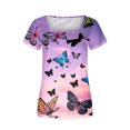 thumbnail image 4 of Blusa suelta de manga corta con cuello en V informal estampada a la moda para mujer OAVQHLG3B Store lin121212, 4 of 4