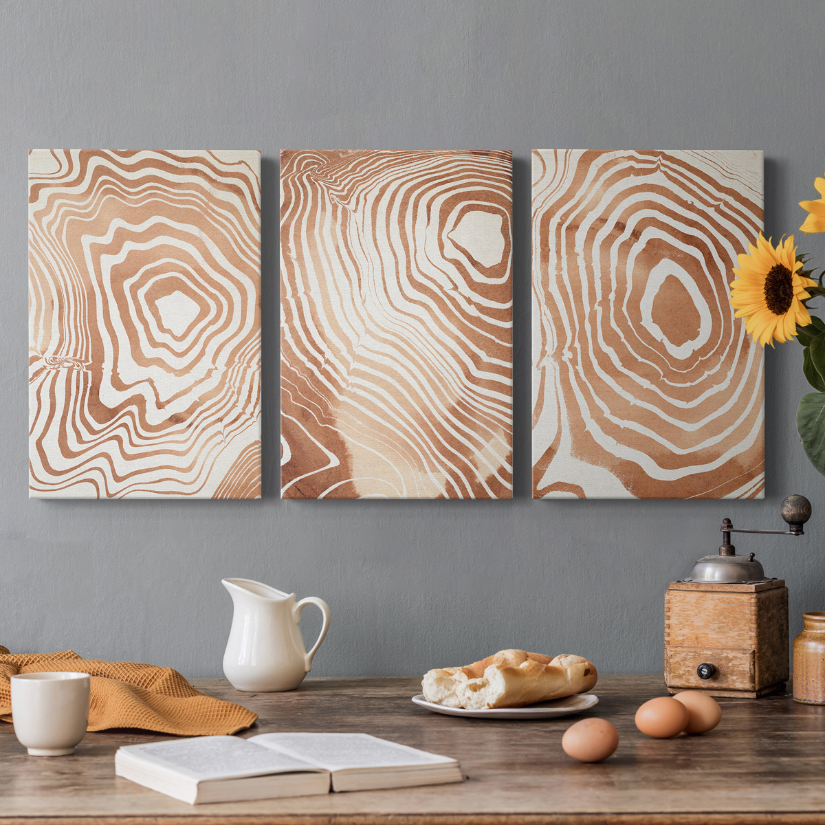 Wood Grain Suminagashi I Premium Gallery Wrapped Canvas - Ready to Hang - 8 x 12 Each