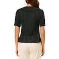 thumbnail image 3 of INSPIRE CHIC Women's Blouse Peter Pan Collar Swiss Dot Short Sleeve Top L Black, 3 of 5