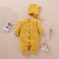 thumbnail image 2 of Dadaria Baby Girls Bodysuits 0-12M Newborn Infant Baby Boys Girls Solid Single Breasted Romper Jumpsuit+Hat Outfits Yellow 100,Boys Girls, 2 of 9