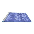 thumbnail image 2 of Ahgly Company Machine Washable Indoor Round Abstract Blue Contemporary Area Rugs, 4' Round, 2 of 4
