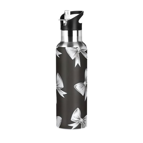 ALAZA Bow Water Bottle Insulated Flask Stainless Steel Straw Lid 20 oz