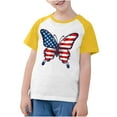 thumbnail image 2 of USA Flag Tee Shirt For Kids 4Th Of July Memorial Day Gift T Shirt Boys Girls Casual Raglan Short Sleeve American Proud Tops Yellow 5-6 Years, 2 of 7