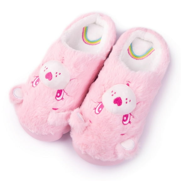Care Bears Unisex Cozy Terry Memory Foam Indoor Outdoor Soled Slipper in Sizes S-XL, Cheer Bear-Pink Super Plush, X-Large Women