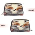 thumbnail image 3 of Naloa Romantic Flower Fox Leather Makeup Bag for Purse Travel, Portable Small Cosmetic Organizer for Women and Girls, Make up Bag with Zipper, 3 of 8