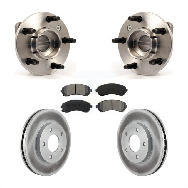 Transit Auto Front Hub Bearing Assembly Coated Disc Brake Rotors and Semi-Metallic Pads Kit for Car Buick Rendezvous Pontiac Aztek KBB-103988