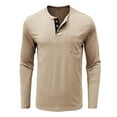 thumbnail image 3 of Wrtxtat Mens Henley Shirts Casual Long Sleeve Half Button up Athletic T-Shirts Trendy Solid Color Basic Workout Tees Tops with Pockets Apricot S, 3 of 7