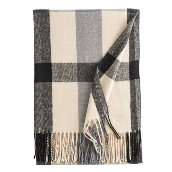 Winter Thick Warm Knit Large Plaid Scarf - Fashionable Shawl for Women