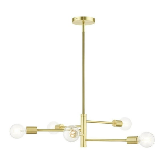 Mid Century Modern Five Light Chandelier-Satin Brass Finish Bailey Street Home 218-Bel-4362824