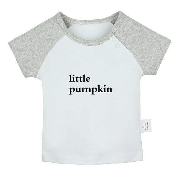 Little Pumpkin Funny T shirt For Baby, Newborn Babies T-shirts, Infant Tops, 0-24M Kids Graphic Tees Clothing (Short Gray Raglan T-shirt, 0-6 Months)