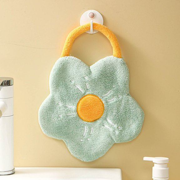 Home Sale Under 10$ Cute Hand Towels, Bathroom Towels With Hanging Loop, Children Hand Towel Flower, Microfiber Coral Fleece Absorbent Hand Towel For Kitchen Bathroom Bedroom Green D