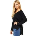 thumbnail image 3 of Ambiance Women's Warm Fuzzy V-Neck Eyelash Sweater (Black, Large), 3 of 4