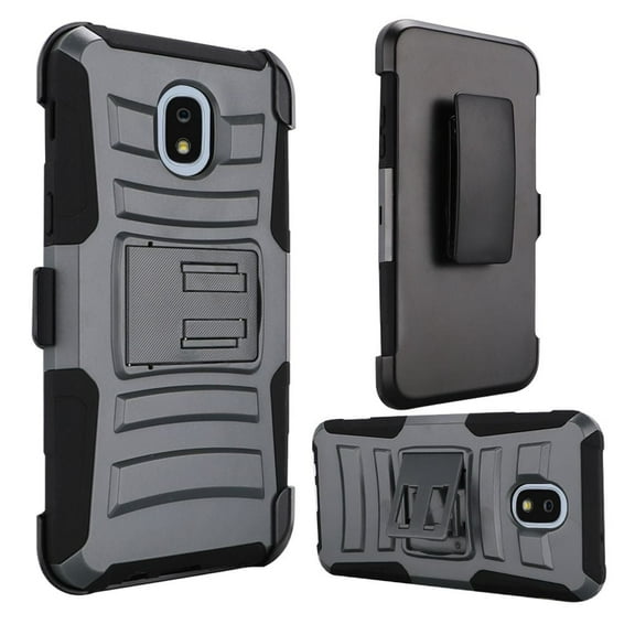 GSA Hybrid Kickstand Case Holster For Samsung Galaxy J7(2018), J737Gray/Black