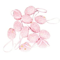 FNGZ Easter Decorations Hanging Ornament 12 Pack Easter Egg Ornament Easter Colorful Egg Printed Bright Foam Easter Tree Decoration for Easter Spring Party Favors Supplies Home Decor Pink