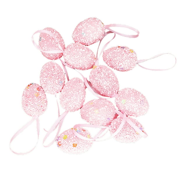 Paquete de 12 adornos de huevos de Pascua Huevos de Pascua de colores vivos con estampados Huevos de Pascua de espuma Decoración de árbol de Pascua para fiestas de primavera y Pascua