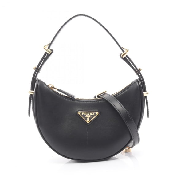 Pre-Owned Prada Arke Soft Calf Leather Handbag, Women's, Black, 1BC194_ASK_F0002_V_O
