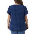 thumbnail image 4 of DARING DIVA Women's Plus Swiss Dot Crew Neck Tulip Top 1X Blue, 4 of 6
