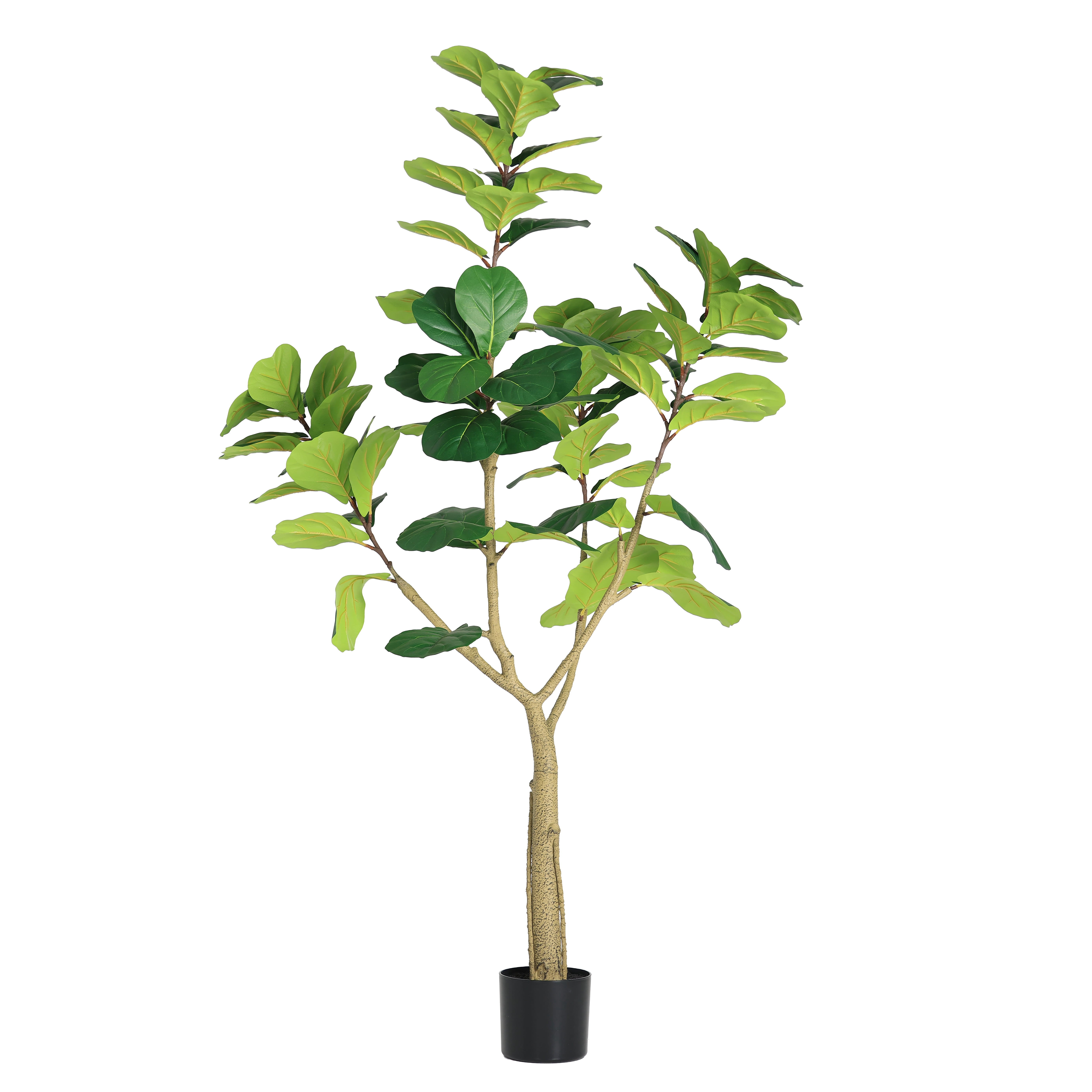 6FT Artificial Fiddle Leaf Fig Tree with White Planter Pot,Leaves Lifelike Fake Indoor Plant for Home Office Living Room Decoration