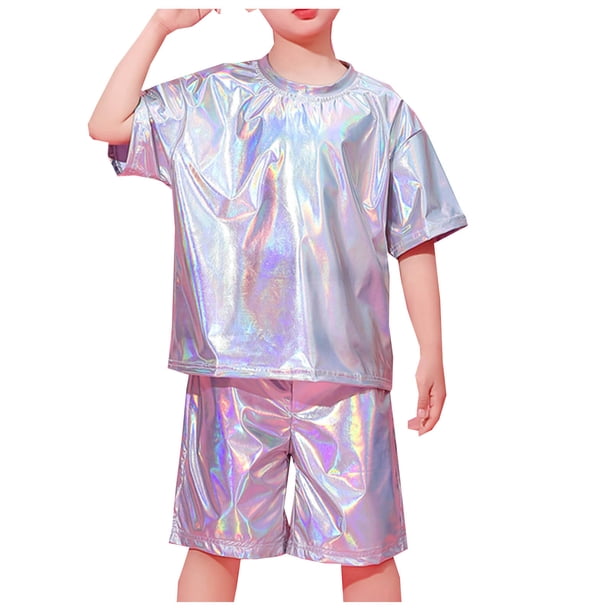 Vestido de Manga Corta Niñas Casual Impreso de Dos Piezas con Cuello Redondo para Niños, Blusa de Manga Corta Y Pantalones Cortos